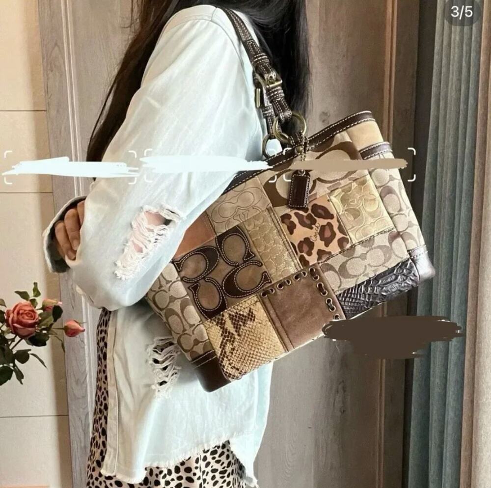 Coach Vintage F12843 Signature Patchwork Tote Bag